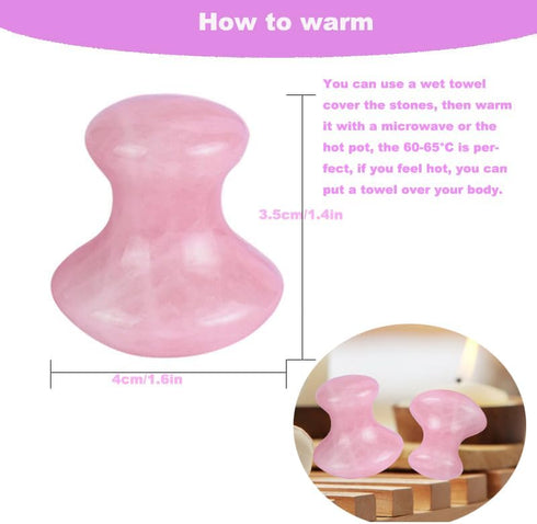 QYLHH 2 Set Pcs Rose Quartz Jade Mushroom Hot Massage Stones Warm Rocks Kit for Facial SPA Pink