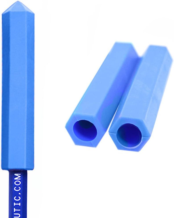 ARK's Krypto-Bite Pencil Topper Chewable Tubes - Made in The USA, 3 Pack, Xtra Xtra Tough, Blue