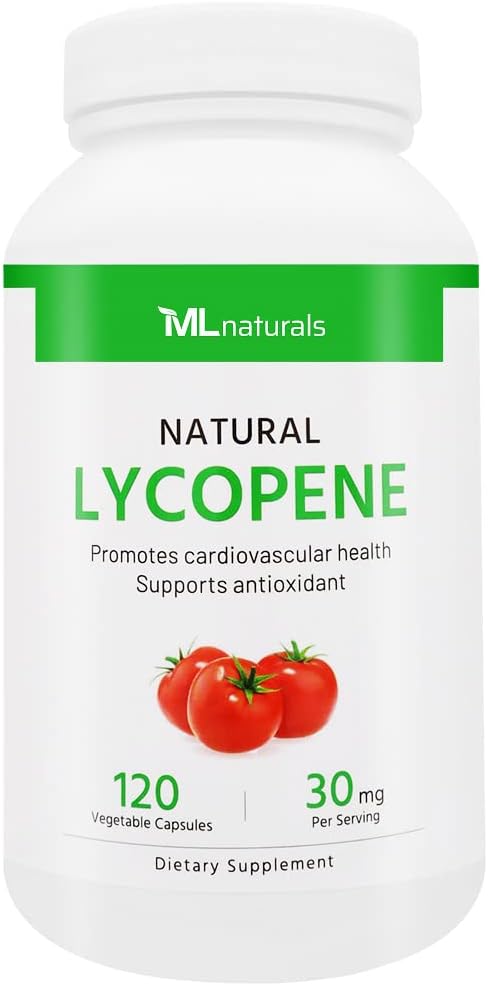 Natural Lycopene 30 mg, 120 Vegetable Capsules, All-Natural Antioxidant Supplement from Tomatoes