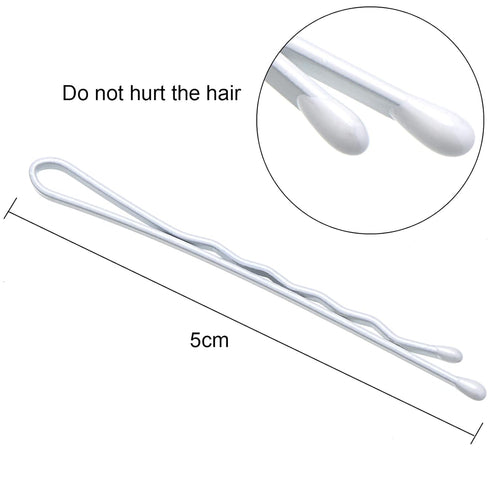 Hicarer 100 Pieces White Bobby Pins - 2.2 Inch Hair Pins for Women, Wave Hair Clips Bulk with Storage Box