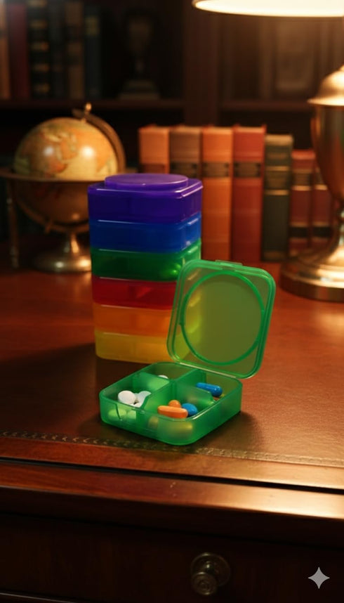 Leezaule 4 7 4 Pill Organizer Times A Day Days Stackable Twist-Lock Rainbow Color-Coded Compartments Per Day