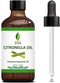 SVA Citronella Essential Oil 4oz (118ml) Premium Oil with Dropper for Aromatherapy, Diffuser, Hair Care & Skin Care
