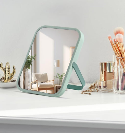 Magnetic Locker Mirror, Tabletop Vanity Makeup Mirror, Portable Folding Mirror with 85° Adjustable Stand