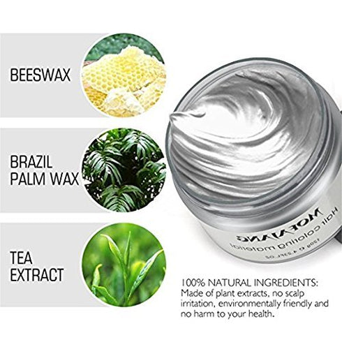 Temporary Silver Gray Hair Spray Color, Luxury Coloring Mud Grey Hair Dye Wax, Washable Treatment for Party