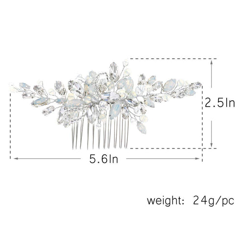 Yean Wedding Hair Comb - Silver Rhinestones Opal Crystal Vintage Bridal Hair Clips Accessories for Brides and