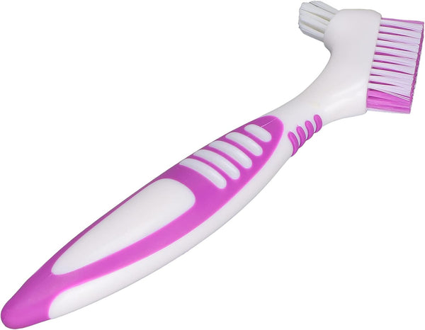 Portable Safe Denture Brush - Double Plastic Brush for False Teeth Cleaning