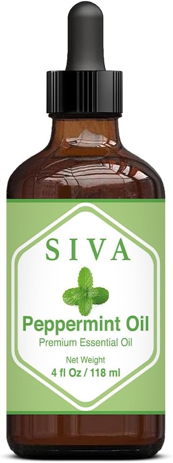 Siva Peppermint Essential Oil - 4 Fl Oz – Natural Peppermint Oil for Diffuser, Skin Care, Aromatherapy, Hair Care
