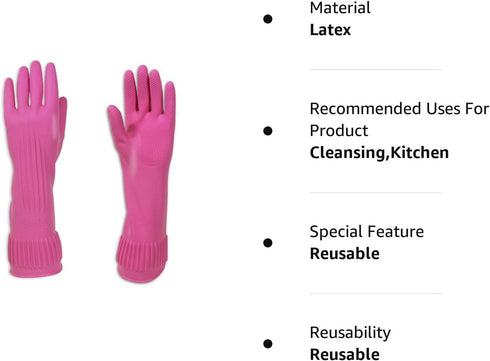 Mamison Quality Kitchen Non-Slip Reusable Rubber Gloves, Medium, 5 Pairs for Household Cleaning and Home Improvement