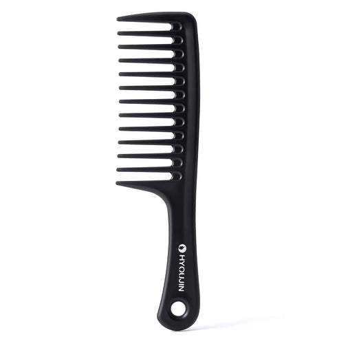 HYOUJIN Black Large Wide Tooth Detangler Paddle Brush, Best Styling Comb for Curly, Wet, Long Hair