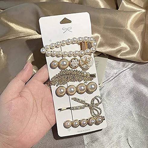 Pearls Hair Clips Pins for Women, Trendy Barrettes for Thick Thin Hair, Bling Hairpins, Styling Tools Accessories