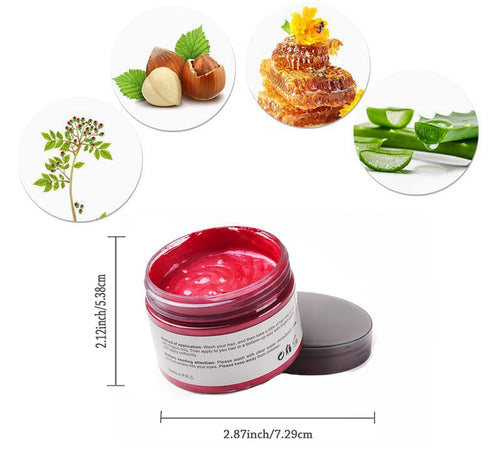 Pink Red Hair Color Wax, Temporary Hairstyle Cream 4.23 oz for Party, Cosplay, Halloween, Daily Use, Clubbing
