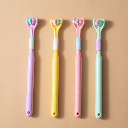 1pcs Random Color Three-Sided Soft Hair Toothbrush, Effective Design for Adults and Children