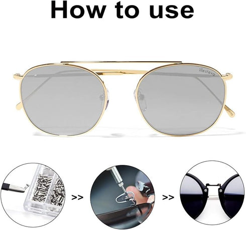 Yosoo 1000Pcs Eyeglass Sunglass Repair Kit, Nose Pads, Screws, Screwdriver, Tiny Micro Screws Nuts Assortment