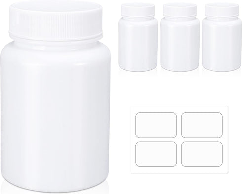 Empty Plastic Pill Bottle Medicine Bottles with Smooth Screw Lid for Liquid Solid Powder (150cc 4pack)