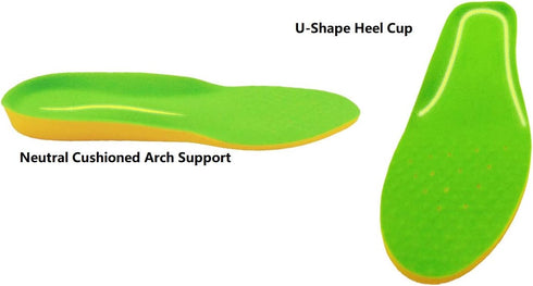 1 Pair Wide Fit Insoles - Plantar Fasciitis Orthotics PU Memory Foam Comfort Shoe Inserts for Men and Women