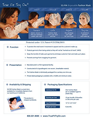 True Fit Try On Fashion Mask - Disposable Face Cover Mask with Eyeholes, 25 Count