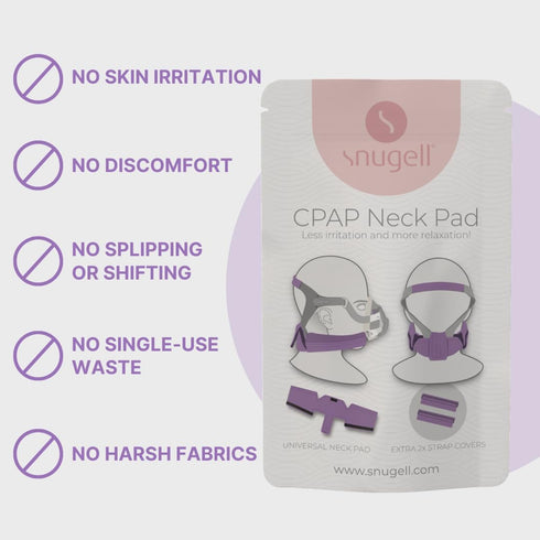 Snugell CPAP Headgear Strap Covers & Neck Pad Cushion (Purple) - Ultra-Soft Fleece Mask Cushion for Comfort & Skin