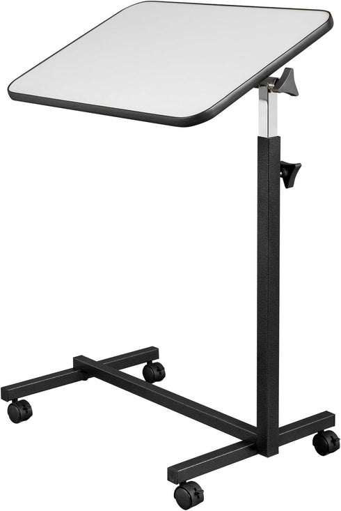 Kcelarec Adjustable Overbed Bedside Table with Wheels,Mobile Laptop Computer Standing Desk Cart (Gray)