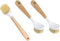 JININQ 3 Pack Dish Brush Set with Bamboo Handle,Dish Scrubber Built-in Scraper, Scrub