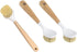 JININQ 3 Pack Dish Brush Set with Bamboo Handle,Dish Scrubber Built-in Scraper, Scrub