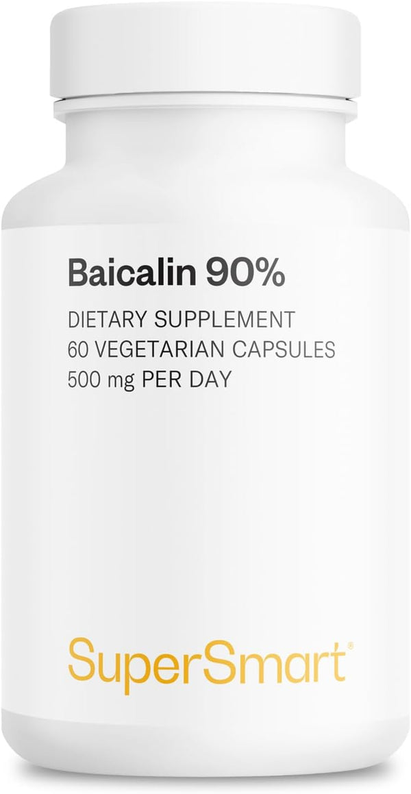 SuperSmart 90% Baicalin 500mg per Day Supplement, Chinese Skullcap Extract, Non-GMO & Gluten Free, 60 Vegetarian