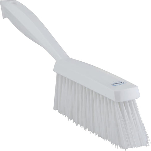 Vikan 45875 Bench Cleaning Brush, Soft Bristle Dustpan Brush & Sweeper with Handle, 14-Inch, White