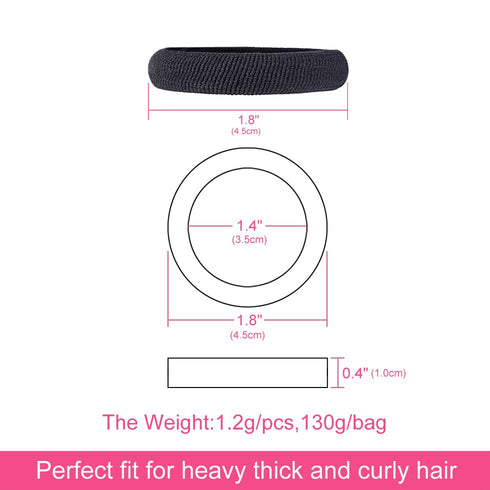 J-MEE Hair Ties for Thick Hair, 100PCS Seamless Cotton Ponytail Holders, Neutral Colors