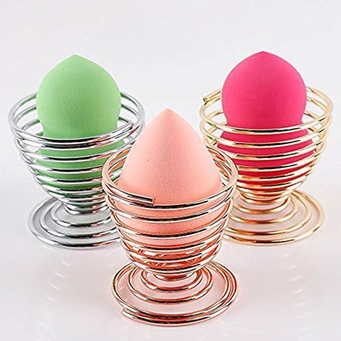 LanMa Beauty Sponge Blender Holder, 2 Pack Silver Makeup Sponge Drying Stand Storage Egg Powder Puff Display Stand