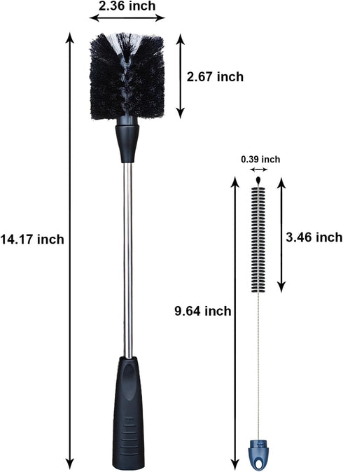 Tesdluy 2 1 Set, in Long Handle Bottle with Straw Brush Cleaner Stainless Steel Water Bottle Scrubbing Brush