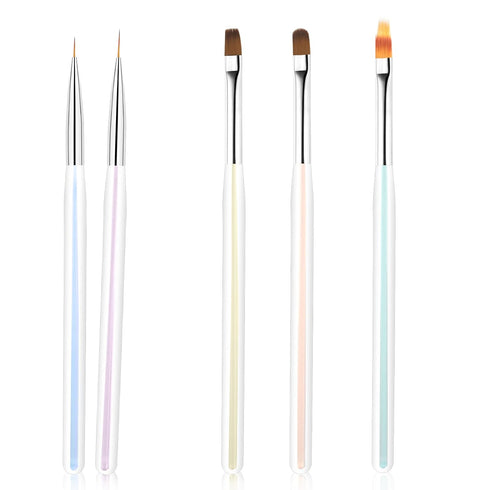 BQAN 5pc Nail Art Brushes - Professional Nail Ombre Brush and Design Painting Brushes Set