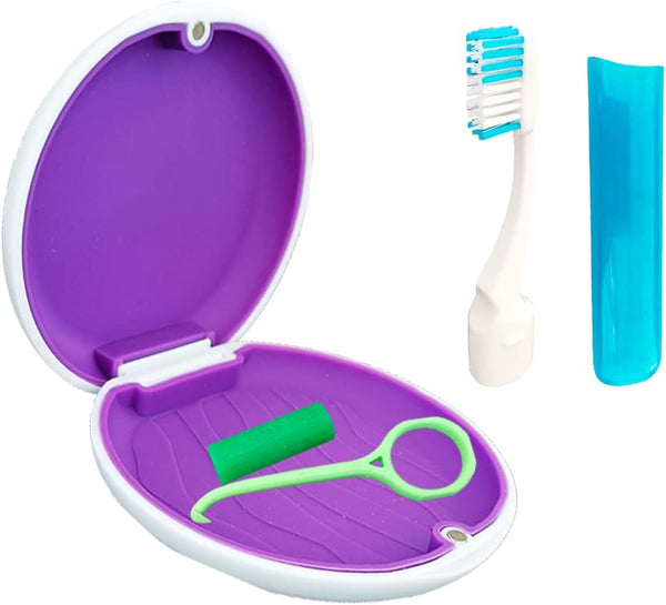 Alliph Slim Retainer Case, Traveling Holder for Mouth Guard, Magnetic Close Waterproof Denture Case with 1 Remover