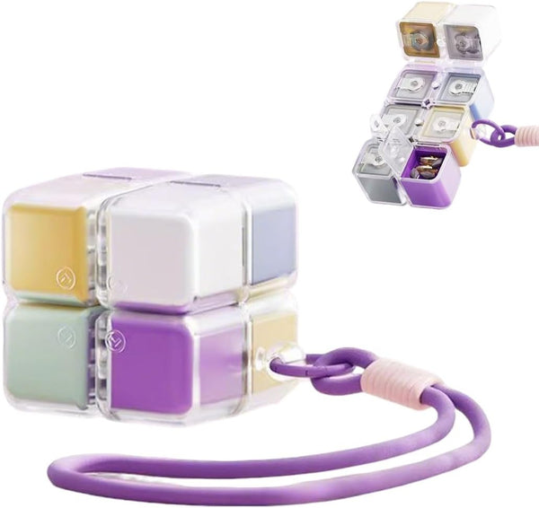 Pomelo Life Magic Cube Pill Organizer Keychain - 7 Day Weekly Portable Medicine Box