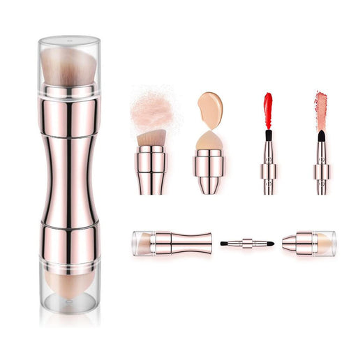 Bling Toman 4 in 1 Makeup Brushes Set - Mini Makeup Brush for Eyeshadow, Eye, Lip, Face, Concealing, Blush (Rose Gold)