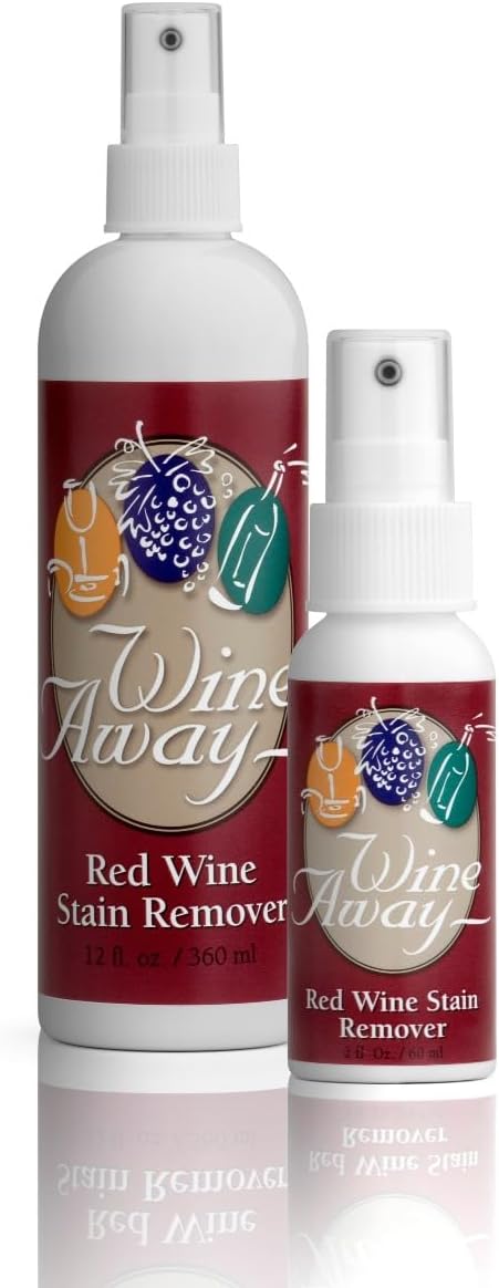 Wine Away Red Wine Stain Remover - Perfect Cleaner Spray for Fabric Upholstery and Carpet - 12 and 2 Ounce