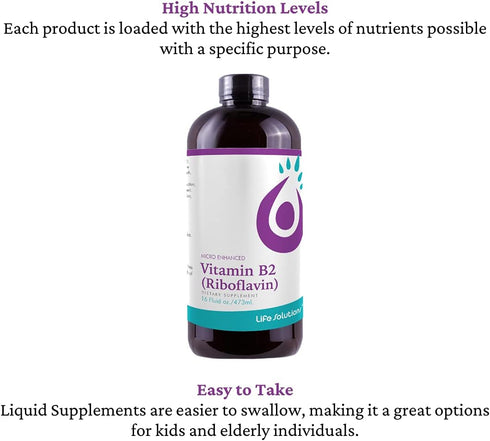 Vitamin B2 - Liquid Dietary Supplement with 50mg Riboflavin - Highly Bioavailable, Rapid-Sorb Technology - 16 fl oz