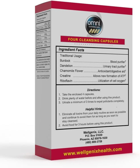 Wellgenix Omni Herbal Cleanse Detox Capsules: Fast Acting, Extra Strength Detox Cleanse, 4 Count