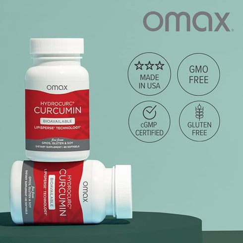 Omax3 2 Pack - HydroCurc Turmeric Curcumin Softgels, Highly Bioavailable MCT Oil Nanoparticle for Potency & Absorption