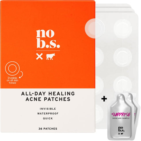 Healing Acne Patches No BS - Hydrocolloid Acne Spot Treatment to Prevent Scars, Invisible on All Skin Tones (36ct)