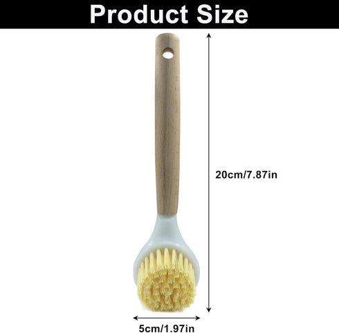 Jiozermi 3 Counter Pcs Kitchen Dish Brush with Bamboo Handle, Dish Scrubber Brush Built-in Scraper, Pot Scrubbers