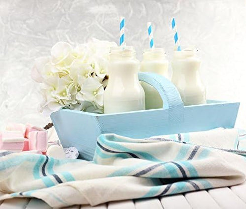 Outside the Box Papers Light Blue and Silver Stripe and Chevron Paper Straws, 7.75 Inches, 100 Pack