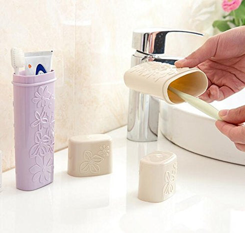2PCS Portable Toothbrush Toothpaste Holder Case for Travel Use, Color Random, PP Plastic