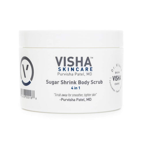 Visha Skincare 4 in 1 Sugar Shrink Body Scrub, 10 oz - Multi-tasking Exfoliating Scrub for Smooth and Soft Skin