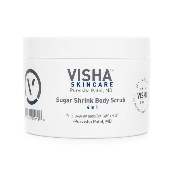Visha Skincare 4 in 1 Sugar Shrink Body Scrub, 10 oz - Multi-tasking Exfoliating Scrub for Smooth and Soft Skin