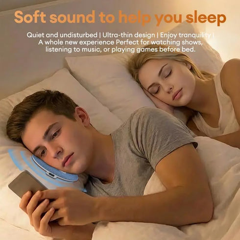 RAINPOT (1PC) Bone Conduction Pillow Speaker - Ultrathin Sleep Sound Machine with Soft Fabric Cover, Portable White