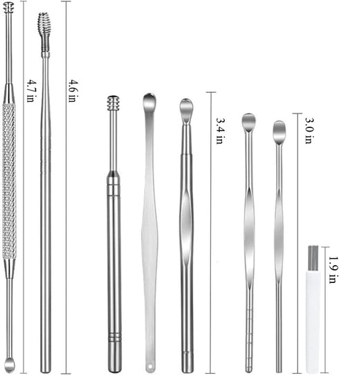 Ear Pick Earwax Removal Kit - 8 Pcs Ear Cleaning Tool Set with Storage Box & Cleaning Brush