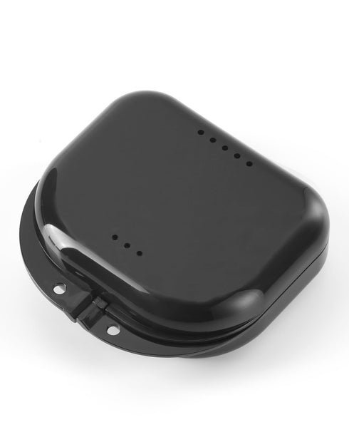 JMU Retainer Case with Vent Holes, Mouth Guard Case, Dental Storage Container, Black