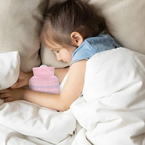 320ml Mini Hot Water Bottle with Knitted Cover - Small Leak Proof Hot Water Bag for Pain Relief, Best Gifts for Women,