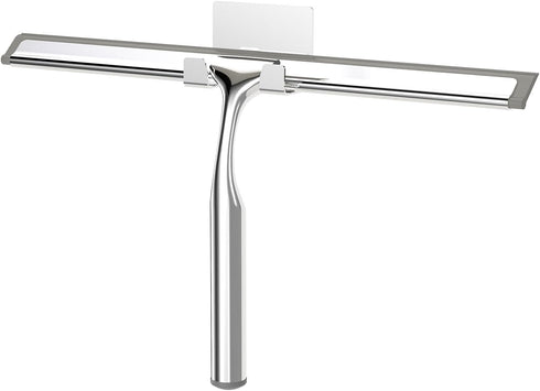 Shower Squeegee for Glass Doors - 12-Inch Wide Blade with Hook, Stainless Steel for Efficient Cleaning