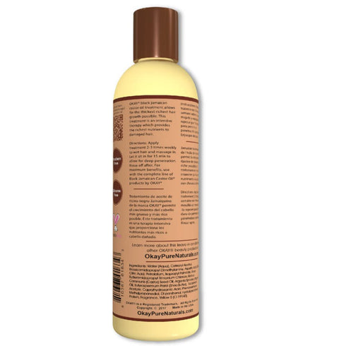 OKAY Black Jamaican Castor Oil, 8 Oz - Treatment for All Hair Types, Repair, Moisturize, Grow Healthy Hair