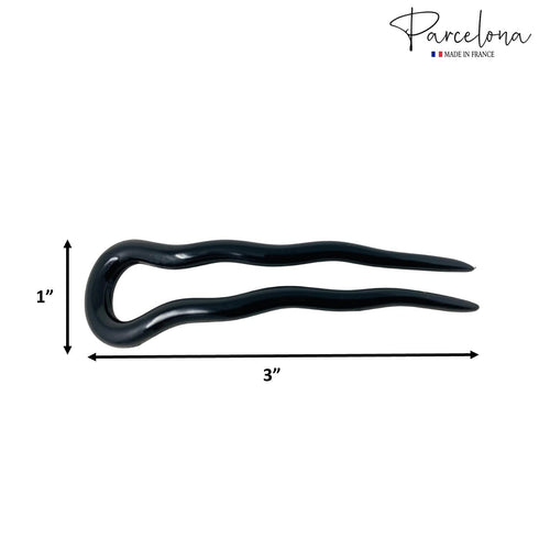 Parcelona French Mystic Wavy Set of 3 U Shaped Hair Pins for Women Fashion Flexible Durable Girls Styling Accessories